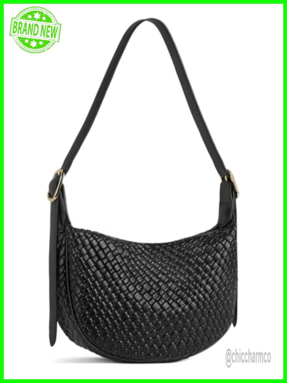 Vegan Leather Crescent Crossbody Bag Hobo Shoulder Purse Adjustable Strap